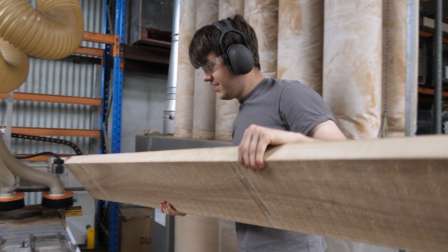 Alastair making a sustainable paulownia hollow wooden surfboard